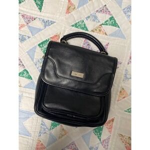 Oggi Domani Black Pebbled Leather Top Handle Flap Bag Crossbody, No Strap